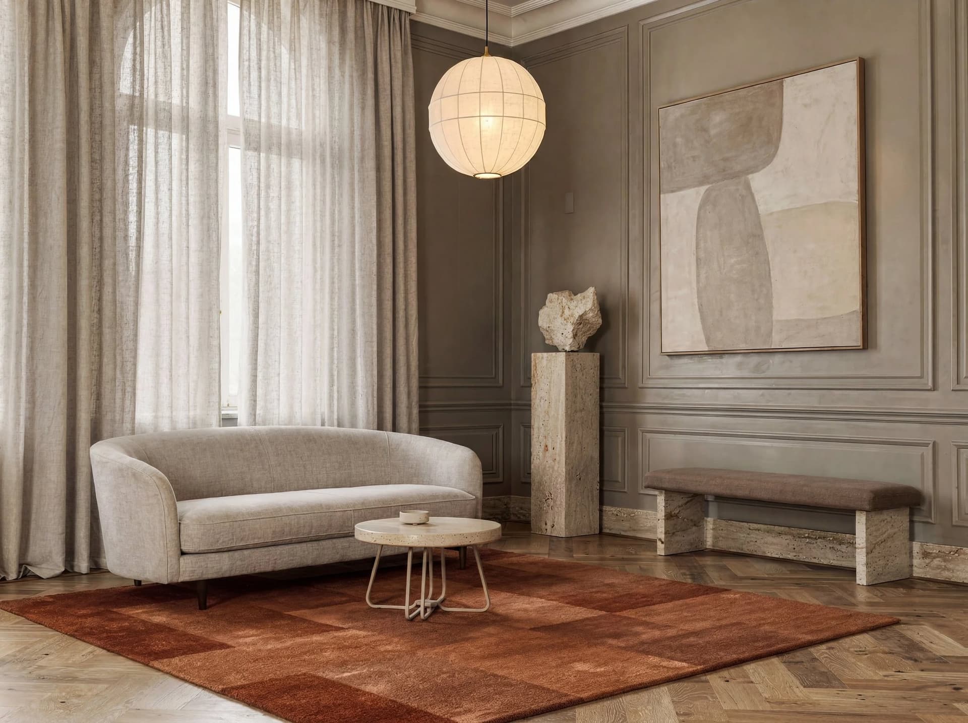 Living room with an Artcoustic speaker disguised as a framed artwork