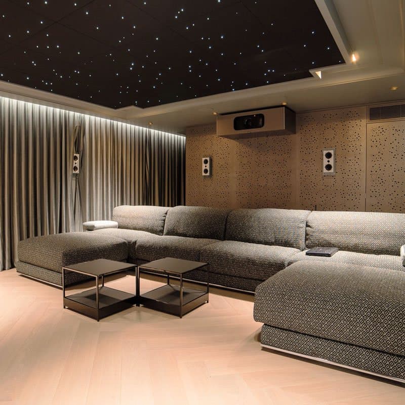 Private cinema with a star ceiling and Waterfall Audio speakers